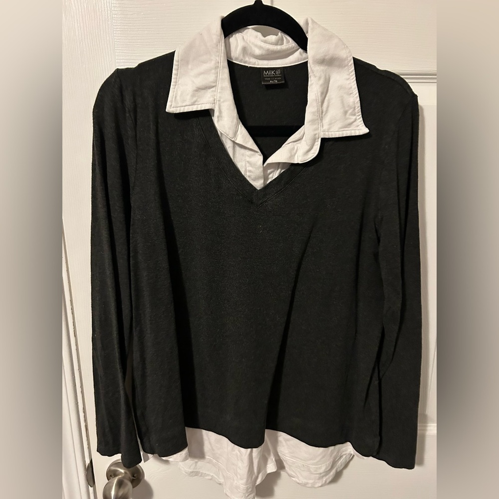 Miik Layered-Look Grey & White Top